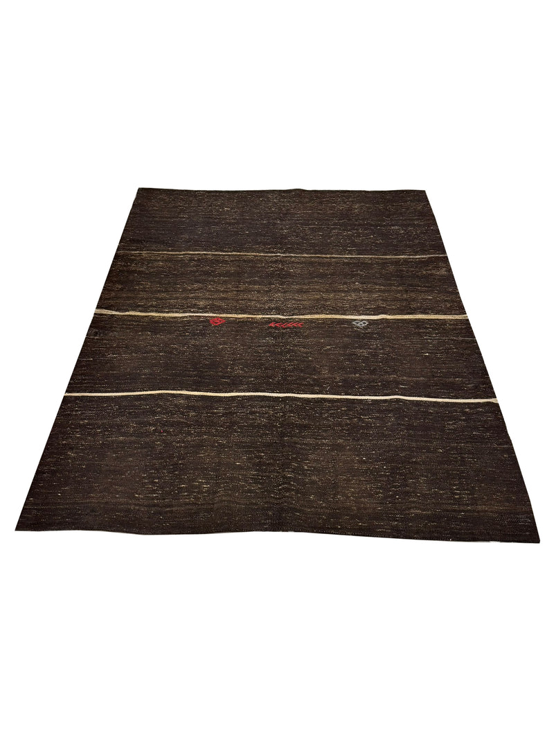 Pacific Jijim Kilim 44005 Brown Cream Transitional Hand Knotted Rugs