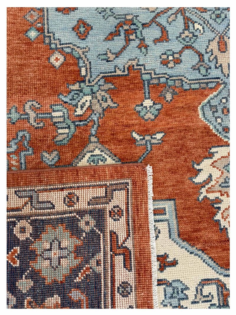 Pacific Ushak 44009 Red NAVY BLUE Transitional Hand Knotted Rug