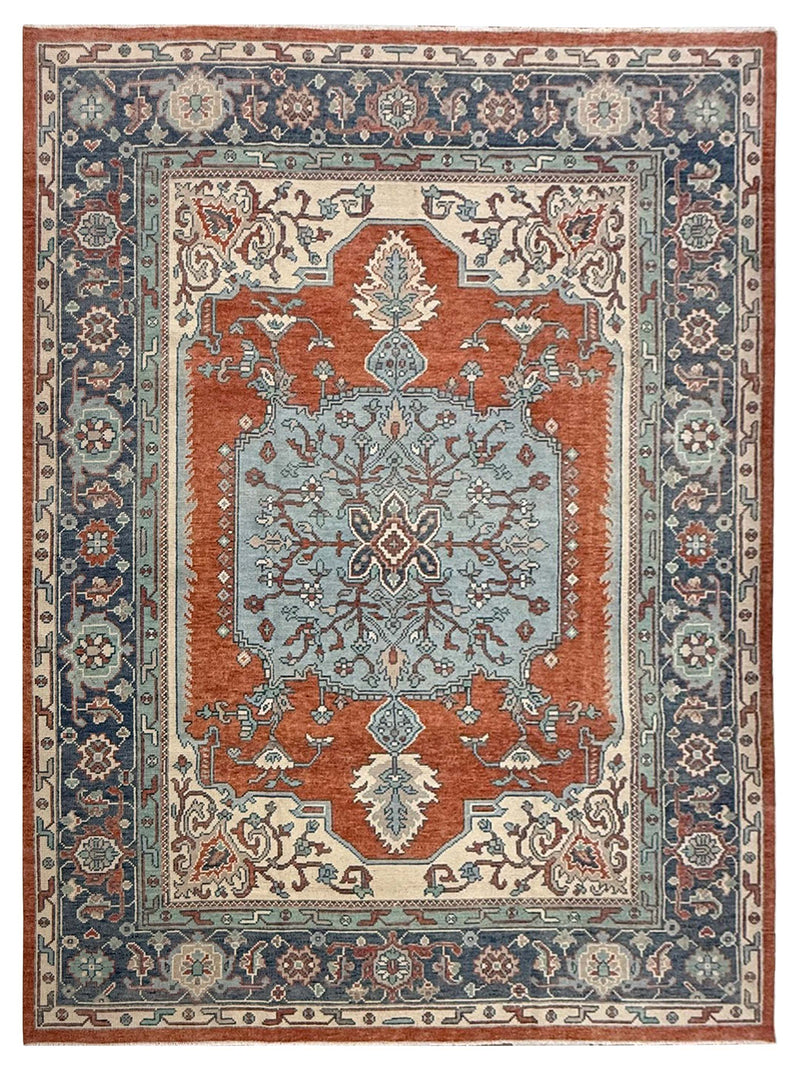 Pacific Ushak 44009 Red NAVY BLUE Transitional Hand Knotted Rug