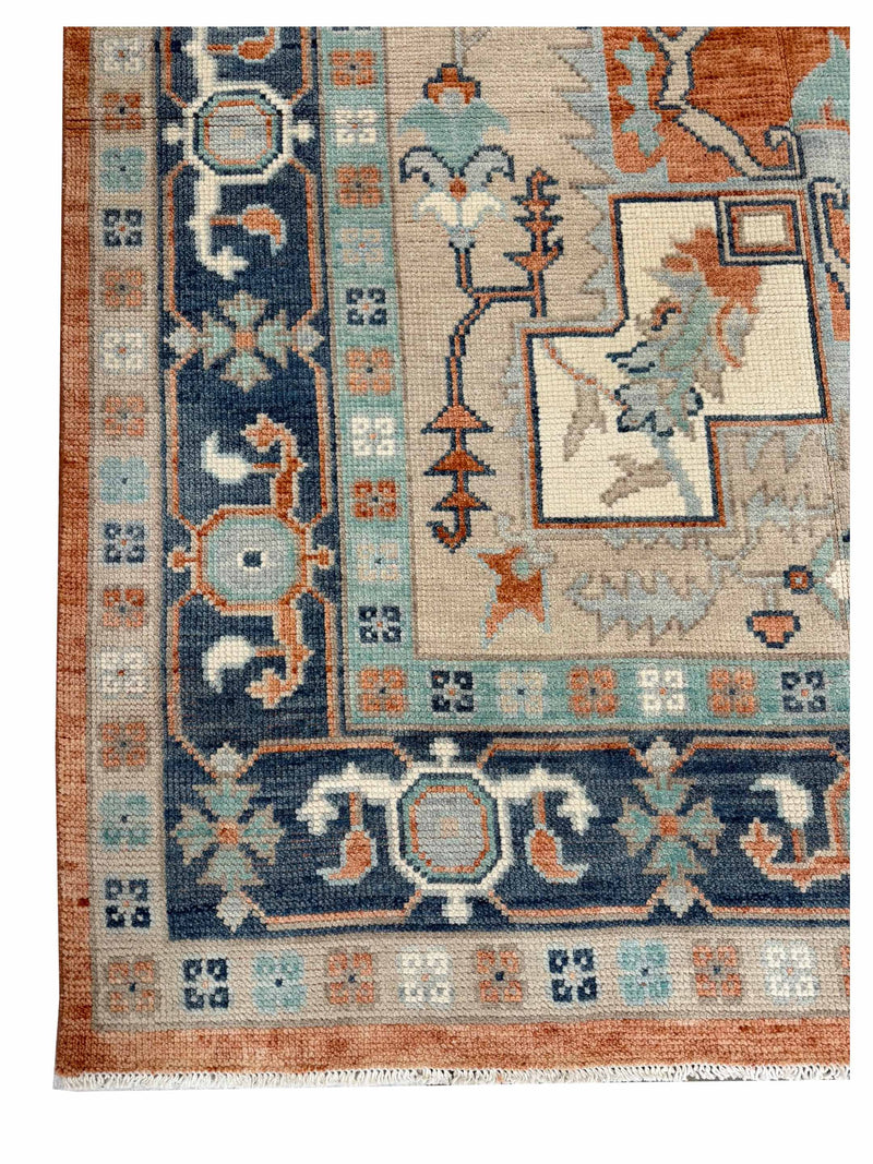 Pacific Ushak 44010 REST NAVY BLUE Transitional Hand Knotted Rug