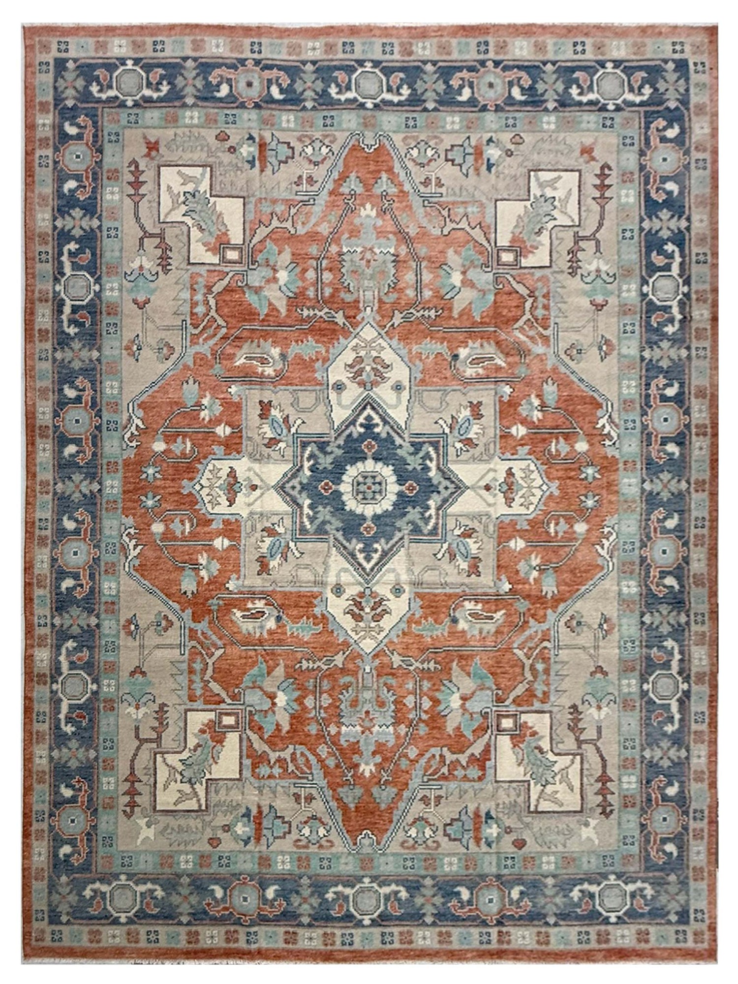 Pacific Ushak 44010 REST NAVY BLUE Transitional Hand Knotted Rug