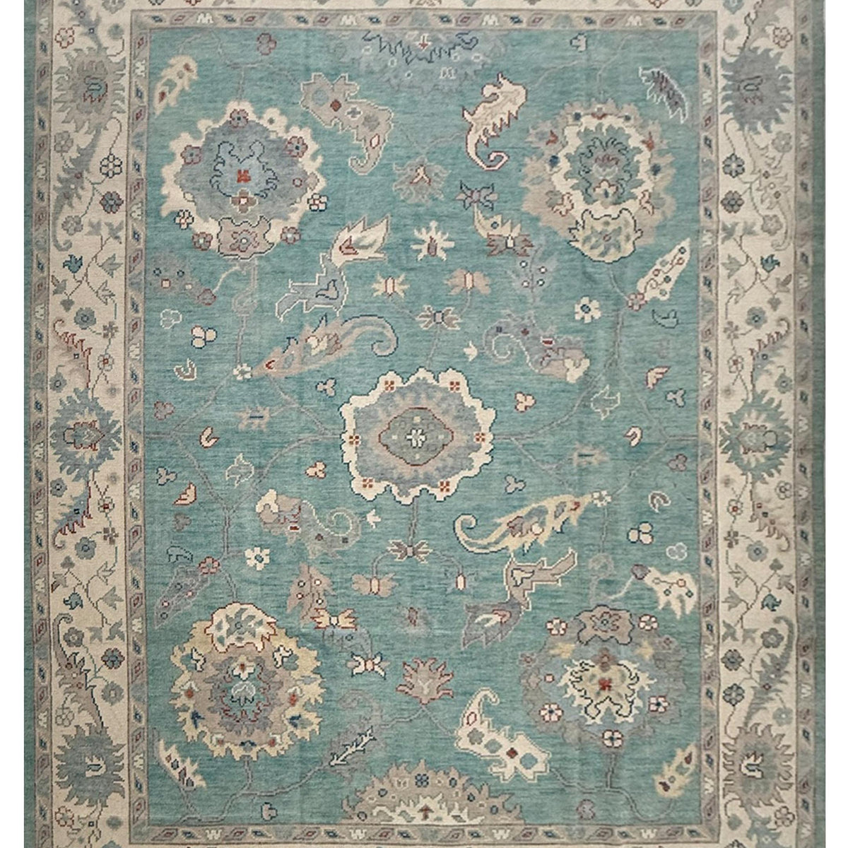 Pacific Ushak 44012 SKY BLUE Ivory Transitional Hand Knotted Rug