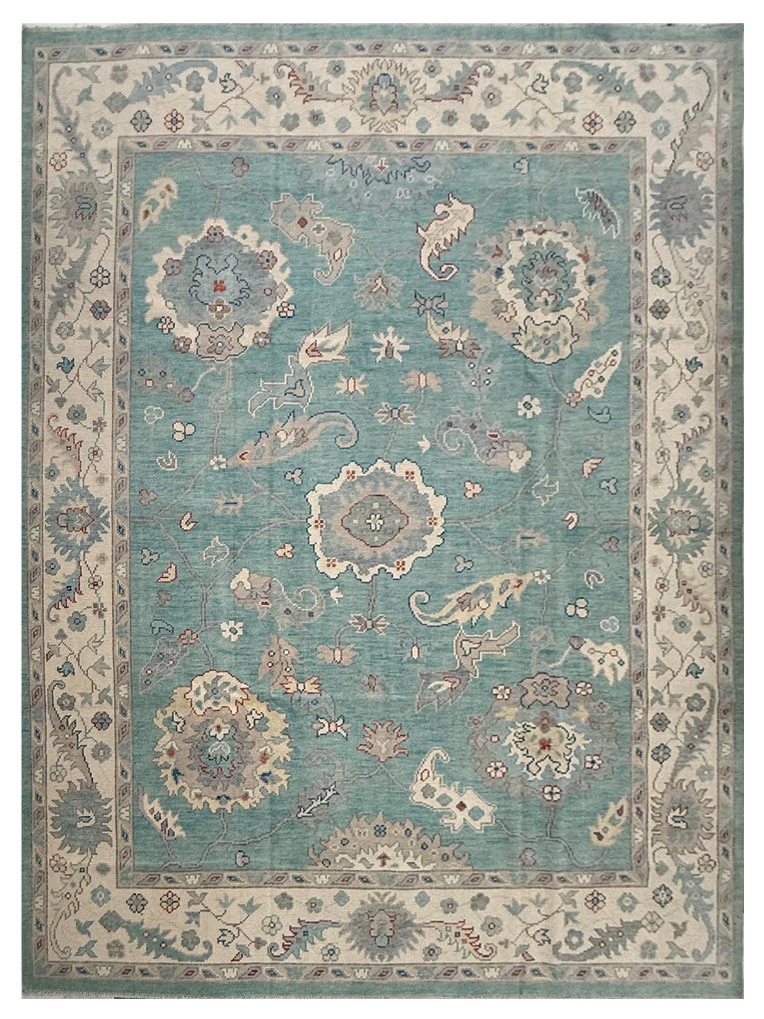 Pacific Ushak 44012 SKY BLUE Ivory Transitional Hand Knotted Rug
