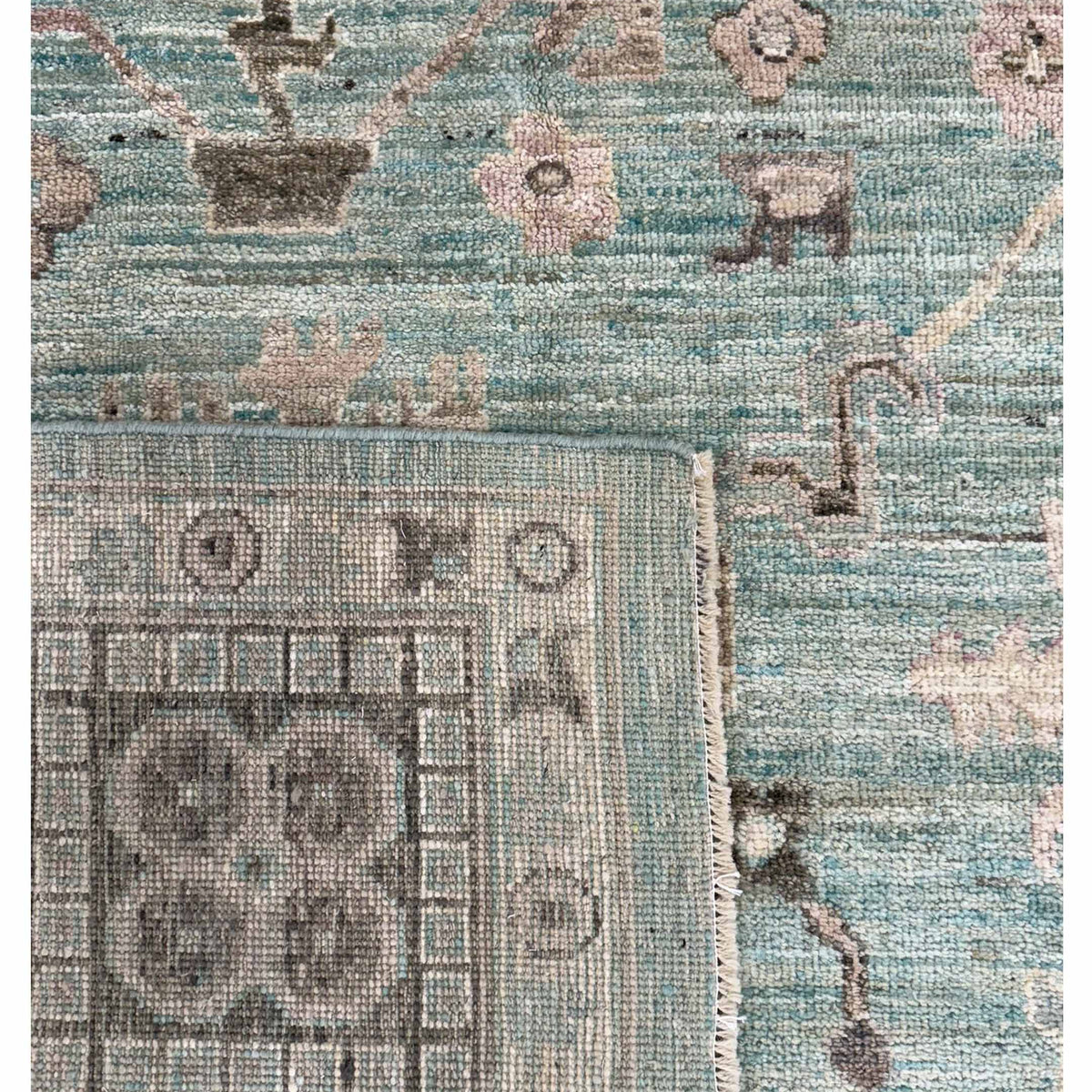Pacific Ushak Weft 44013 PISTACHO BROWN Transitional Hand Knotted Rug