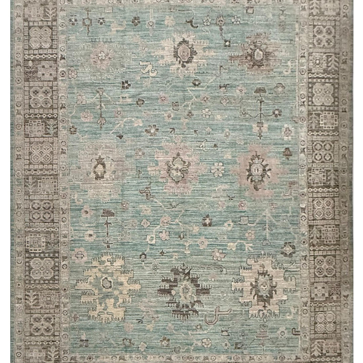 Pacific Ushak Weft 44013 PISTACHO BROWN Transitional Hand Knotted Rug