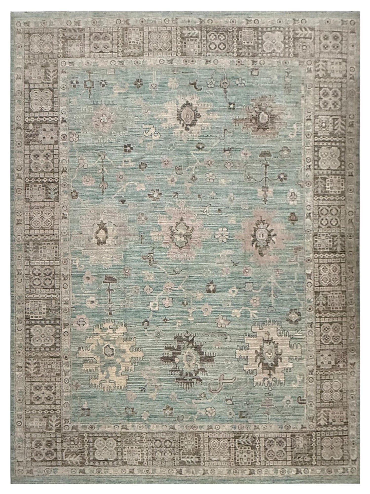 Pacific Ushak Weft 44013 PISTACHO BROWN Transitional Hand Knotted Rug