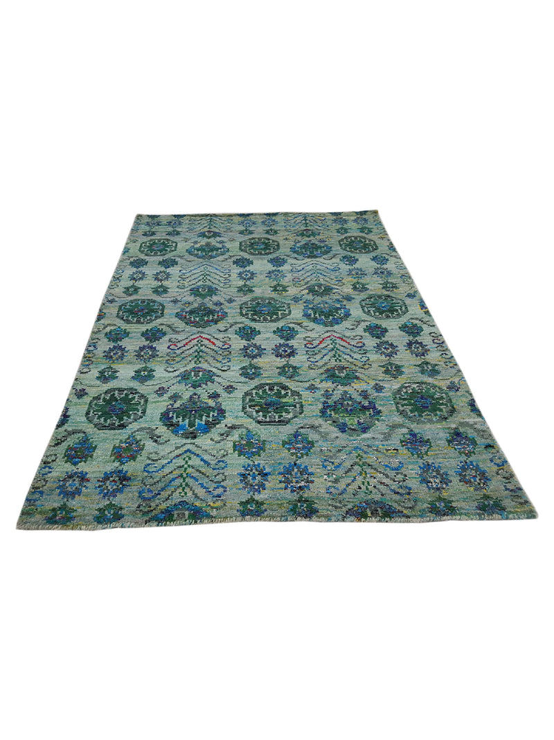 Pacific Royal 65163 Turquoise Turquoise Modern Hand Knotted Rug