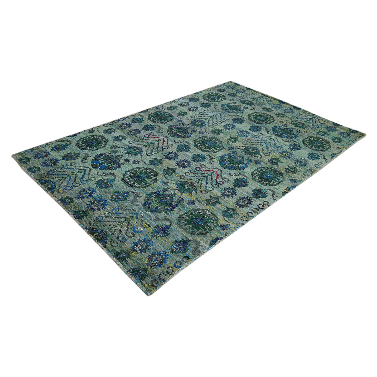 Pacific Royal 65163 Turquoise Turquoise Modern Hand Knotted Rug
