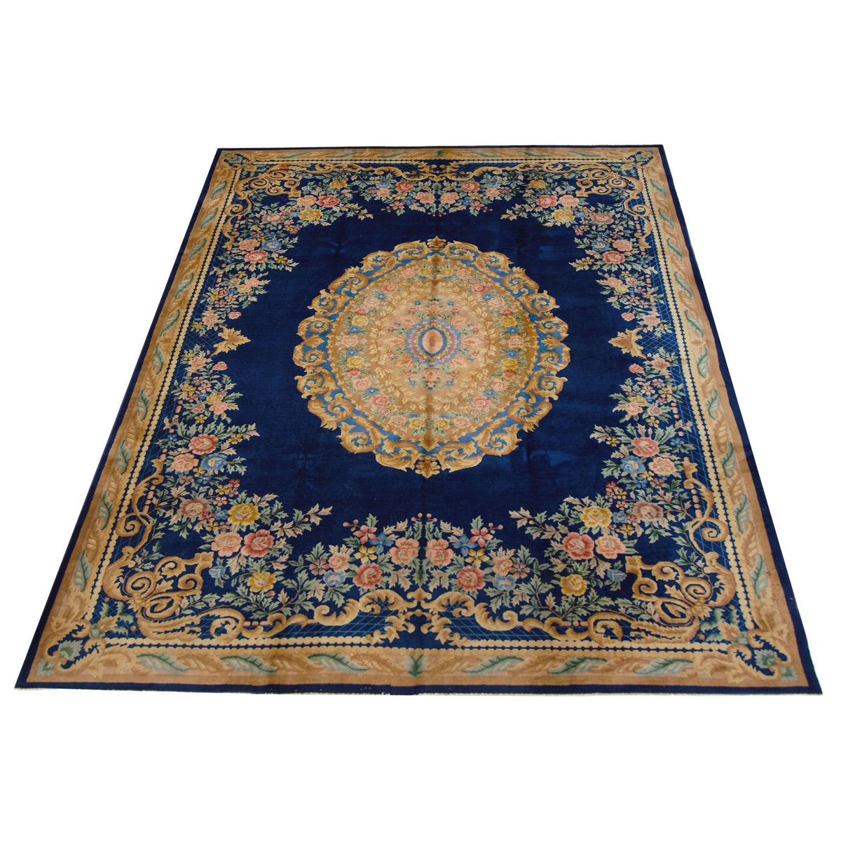 Pacific Chinese 66739 Blue Gold Traditional Hand Knotted Rug