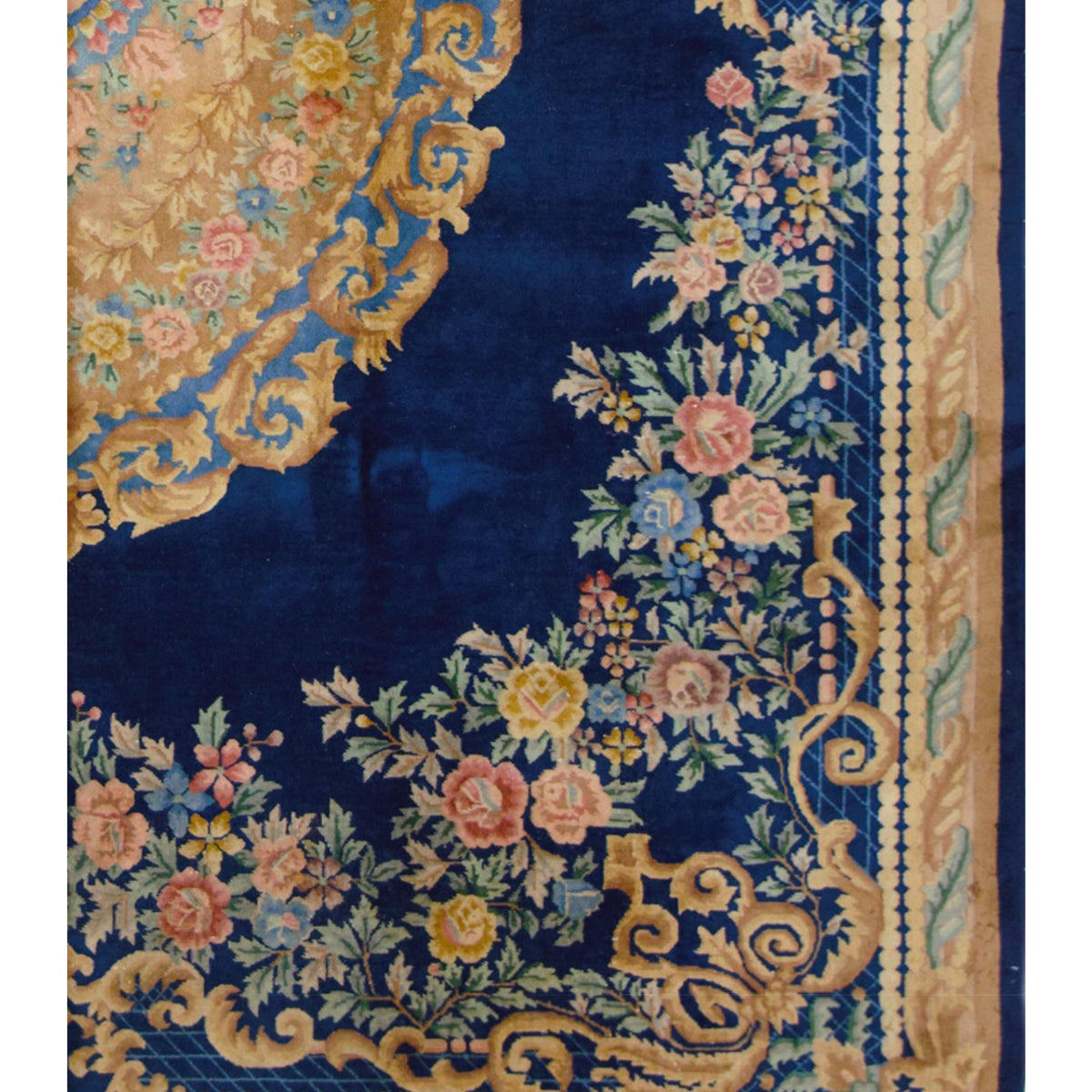 Pacific Chinese 66739 Blue Gold Traditional Hand Knotted Rug