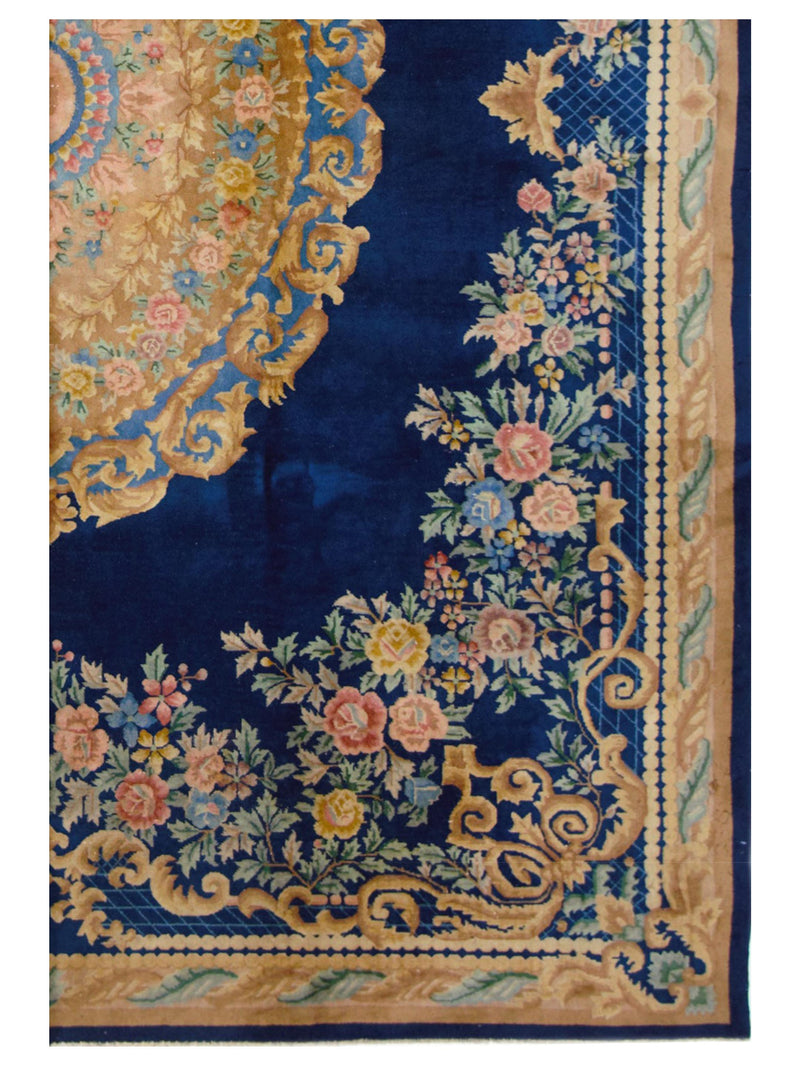 Pacific Chinese 66739 Blue Gold Traditional Hand Knotted Rug