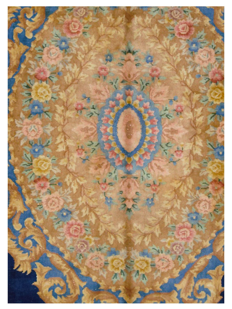 Pacific Chinese 66739 Blue Gold Traditional Hand Knotted Rug