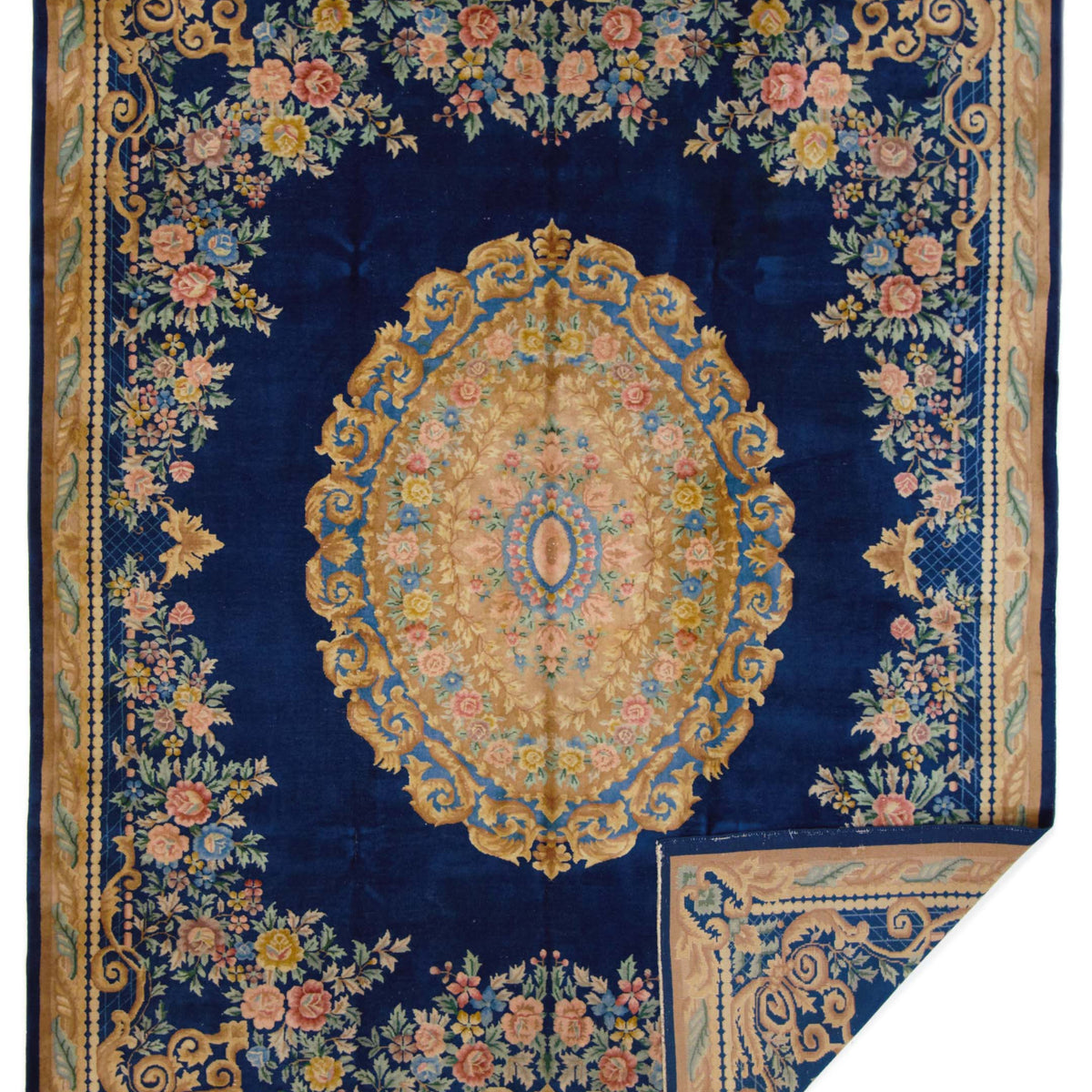 Pacific Chinese 66739 Blue Gold Traditional Hand Knotted Rug