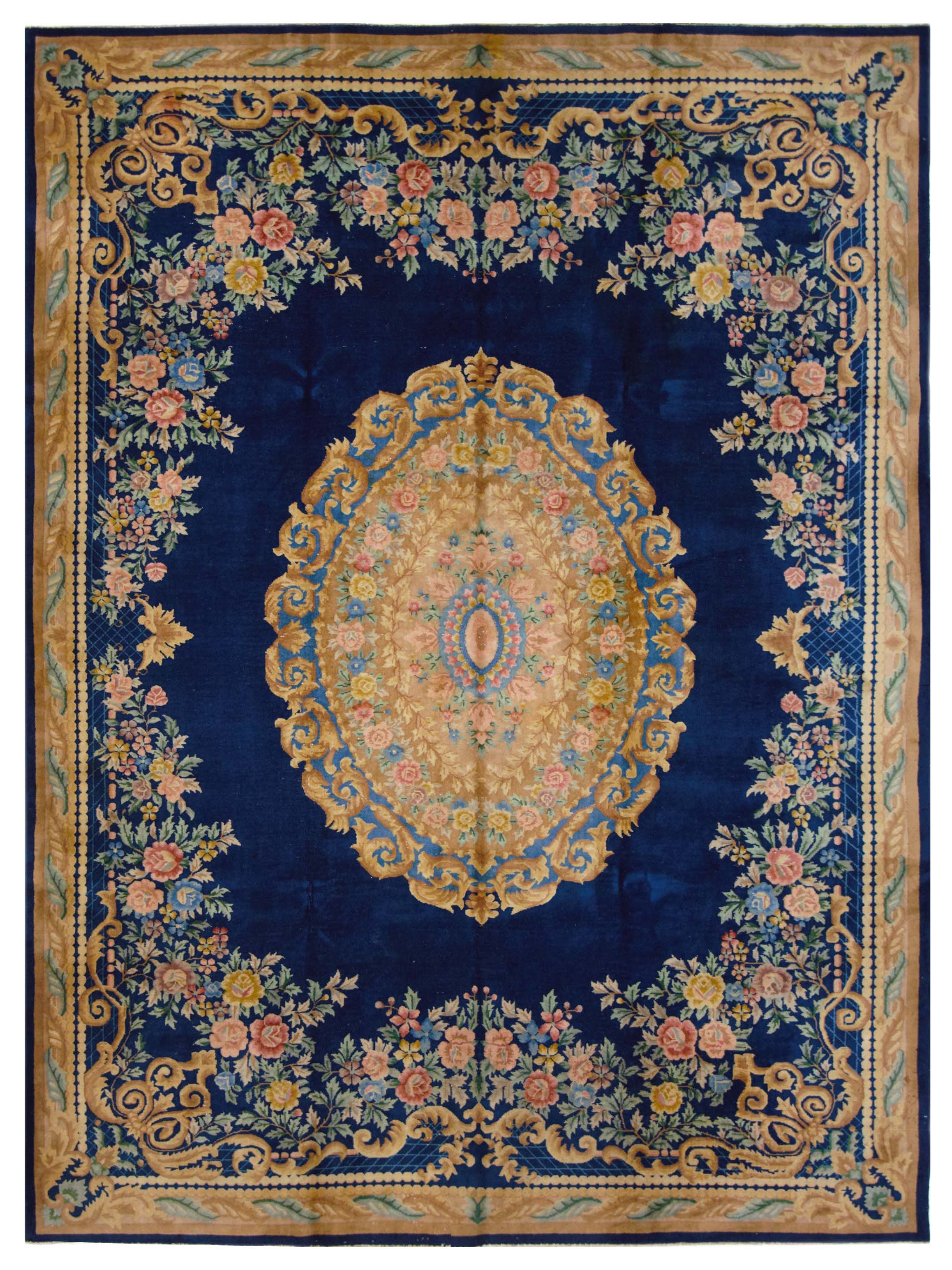 Pacific Chinese 66739 Blue Gold Traditional Hand Knotted Rug – Pacific Rugs