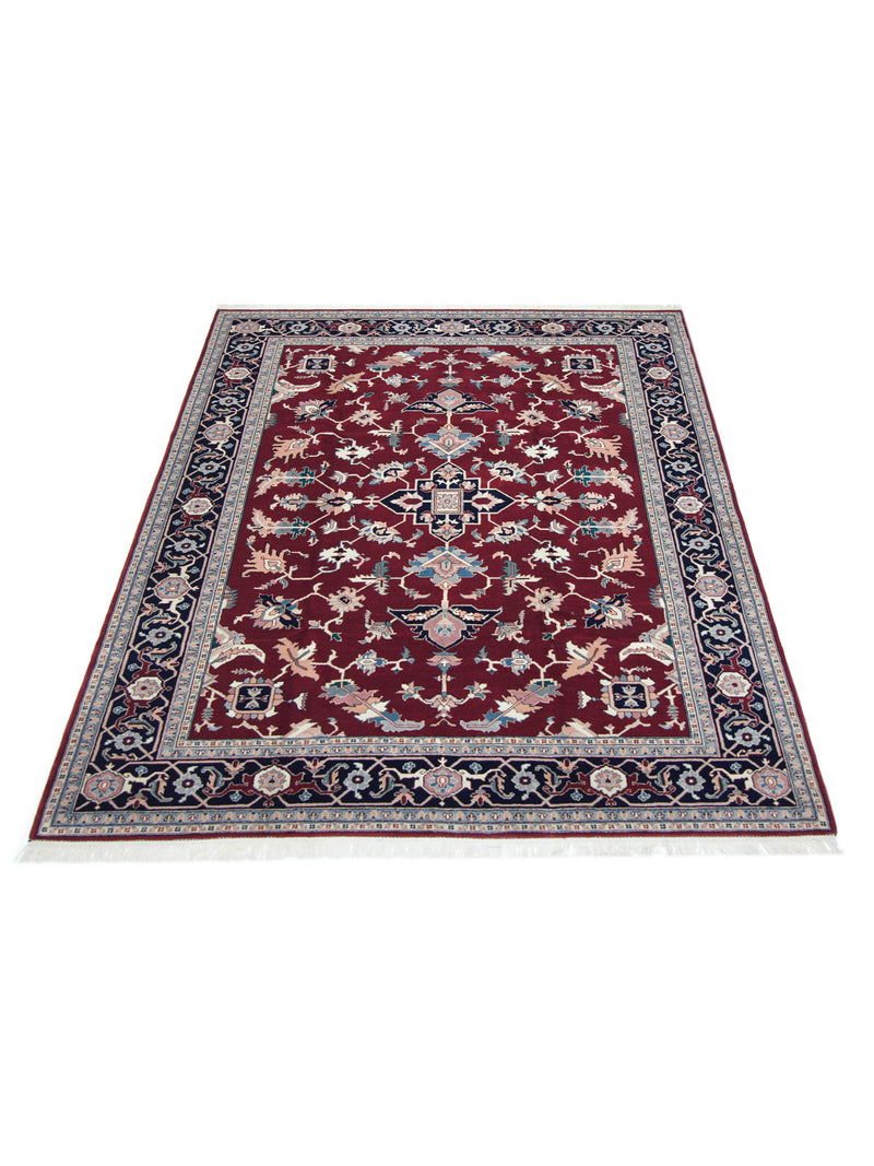 Pacific Heriz-In 66742 Burgundy Navy Traditional Hand Knotted Rug