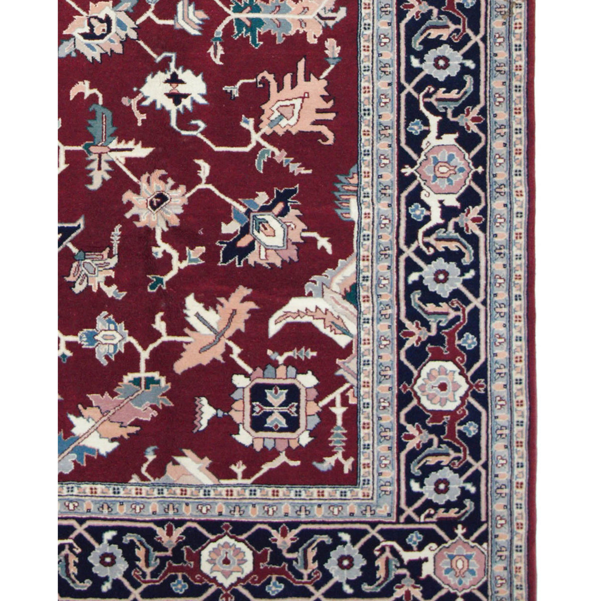 Pacific Heriz-In 66742 Burgundy Navy Traditional Hand Knotted Rug