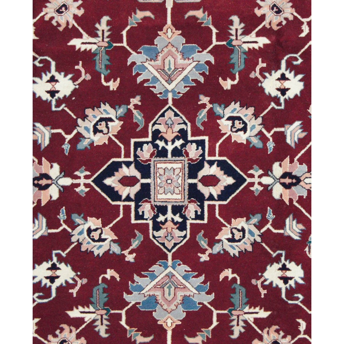 Pacific Heriz-In 66742 Burgundy Navy Traditional Hand Knotted Rug