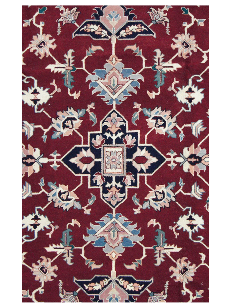Pacific Heriz-In 66742 Burgundy Navy Traditional Hand Knotted Rug