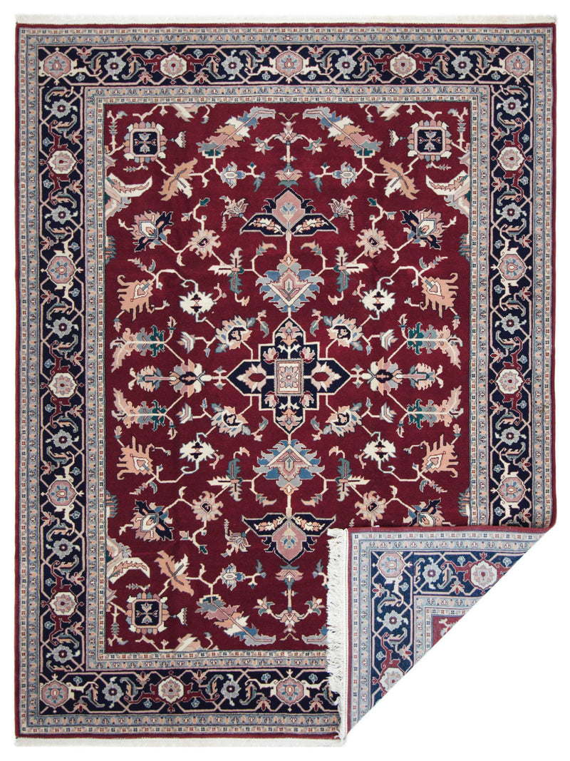Pacific Heriz-In 66742 Burgundy Navy Traditional Hand Knotted Rug