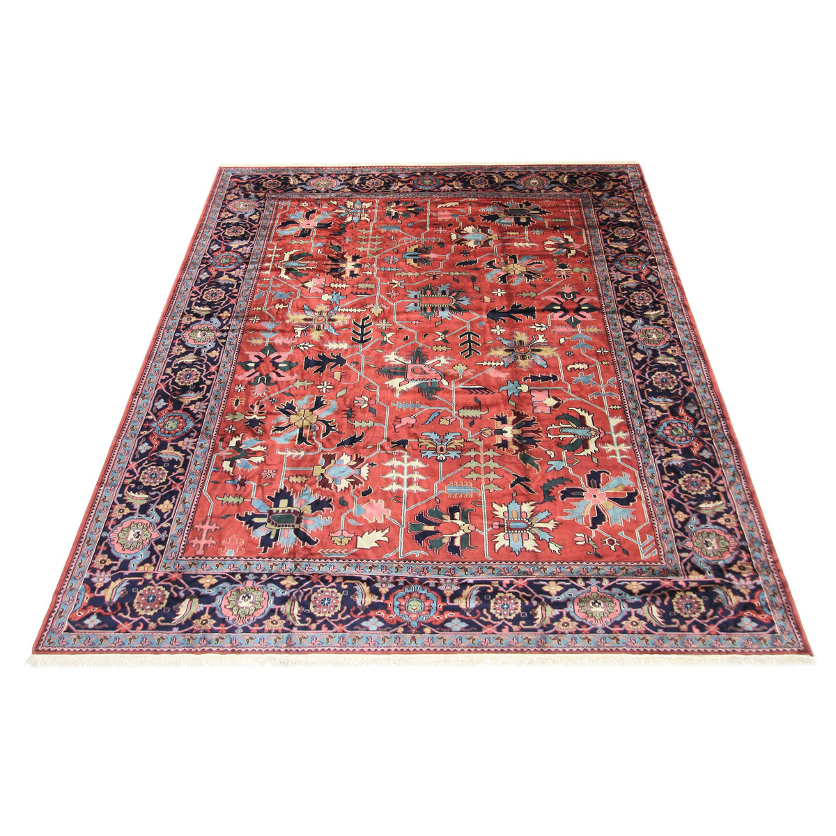 Pacific Heriz-In 66743 Red Navy Traditional Hand Knotted Rug