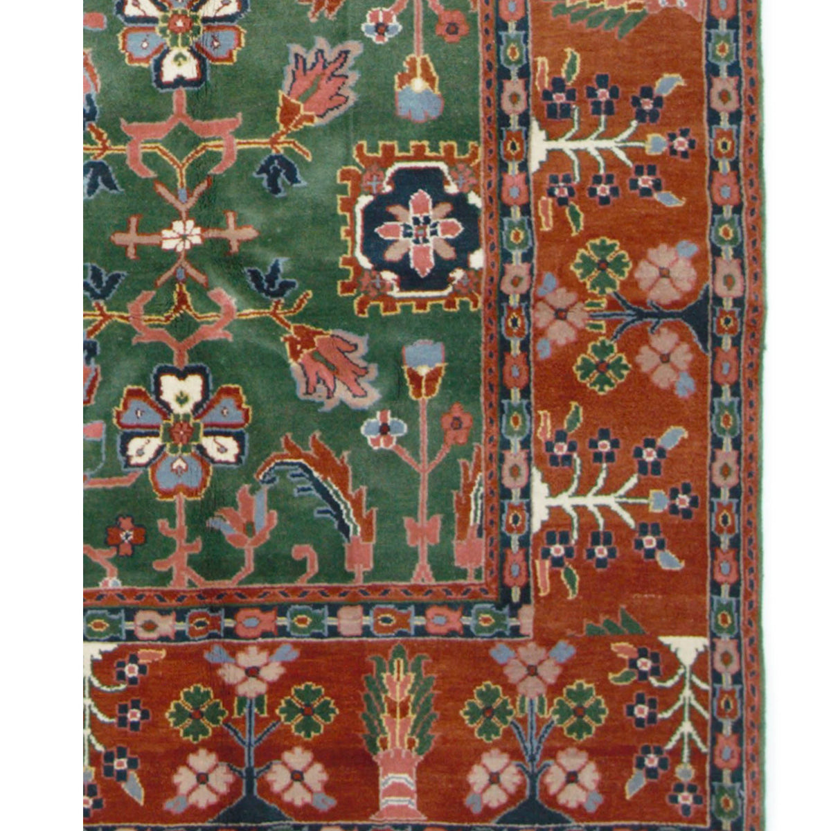 Pacific Tibetan 66747 Green Rust Traditional Hand Knotted Rug