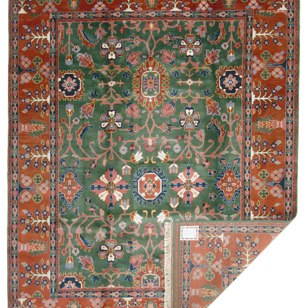 Pacific Tibetan 66747 Green Rust Traditional Hand Knotted Rug