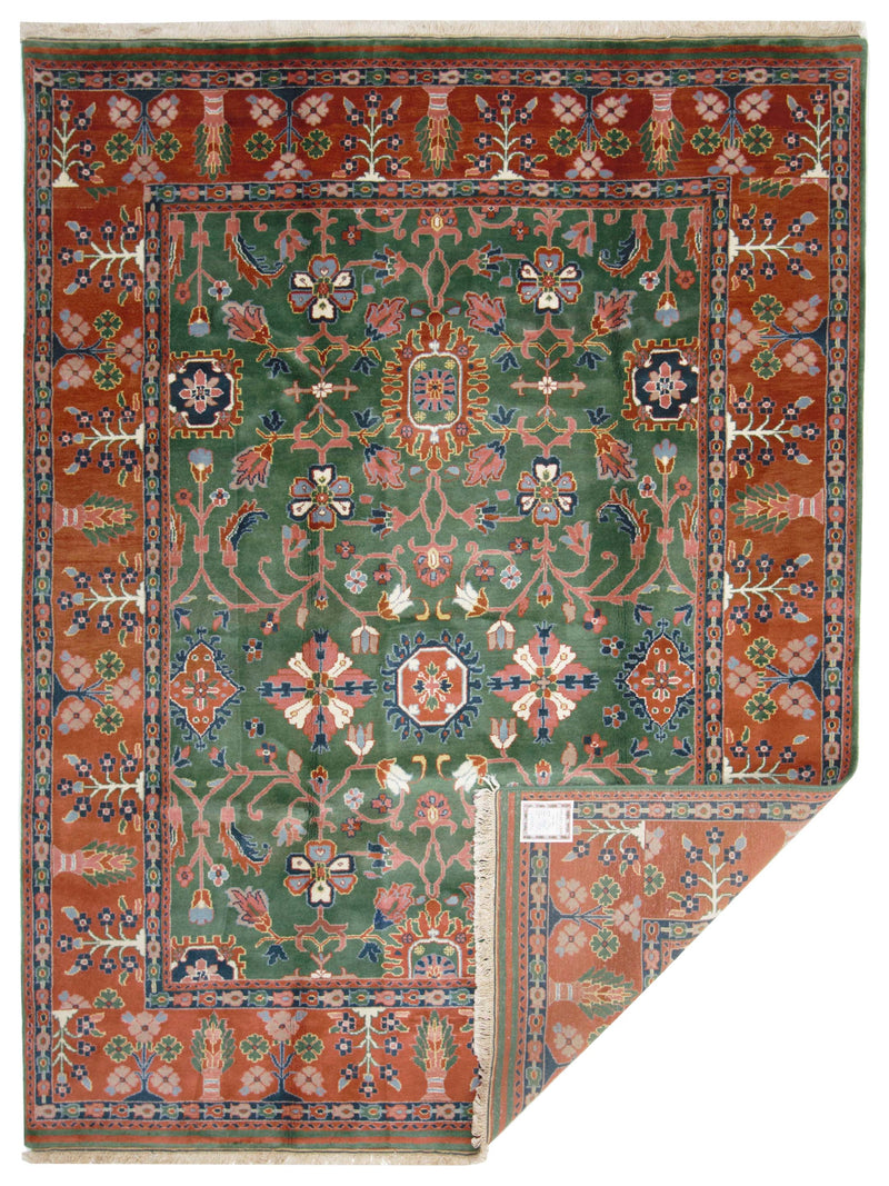 Pacific Tibetan 66747 Green Rust Traditional Hand Knotted Rug