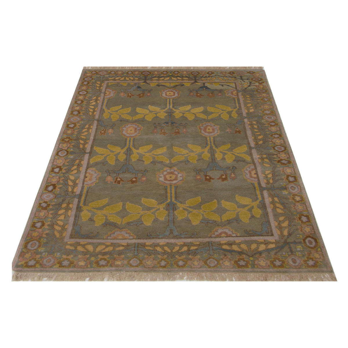 Pacific Tibetan 66748 Olive Mustard Transitional Hand Knotted Rug