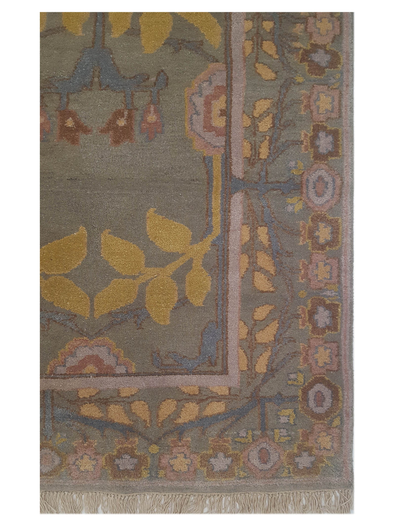 Pacific Tibetan 66748 Olive Mustard Transitional Hand Knotted Rug