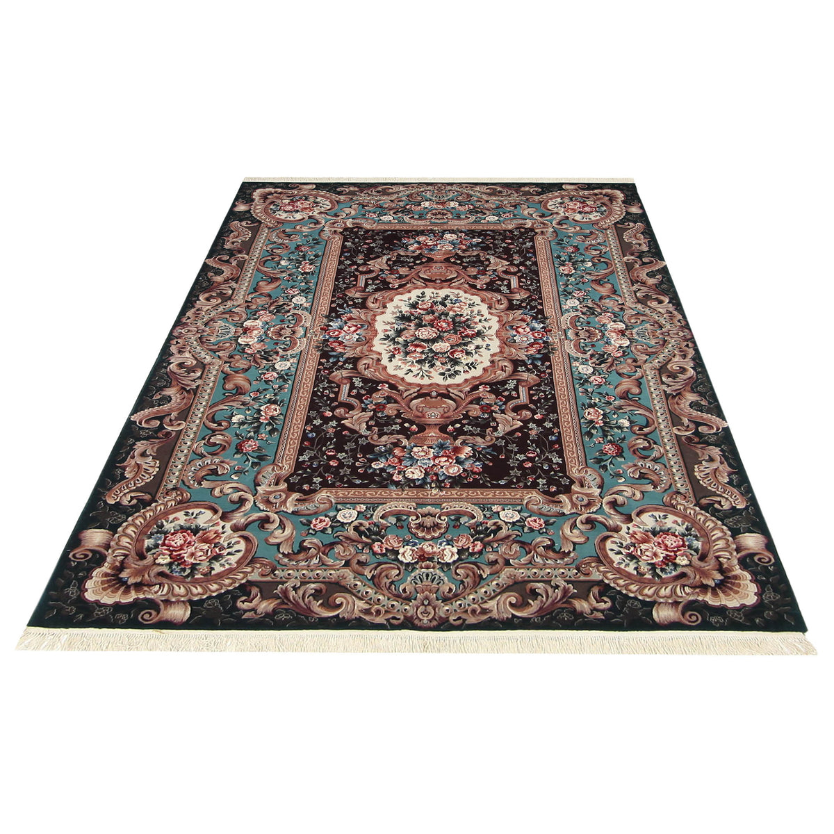 Pacific Aubusson 66749 Burgundy Green Tapestry Hand Knotted Rug