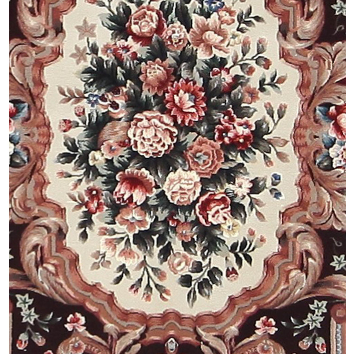 Pacific Aubusson 66749 Burgundy Green Tapestry Hand Knotted Rug
