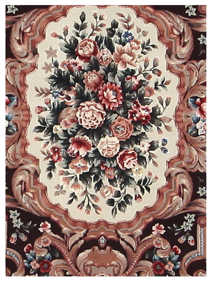 Pacific Aubusson 66749 Burgundy Green Tapestry Hand Knotted Rug