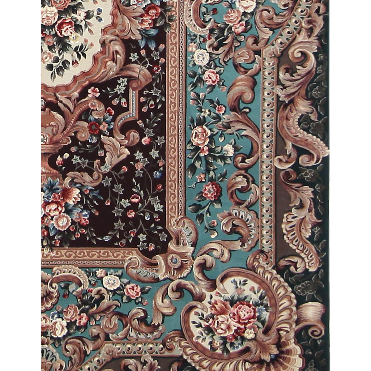 Pacific Aubusson 66749 Burgundy Green Tapestry Hand Knotted Rug