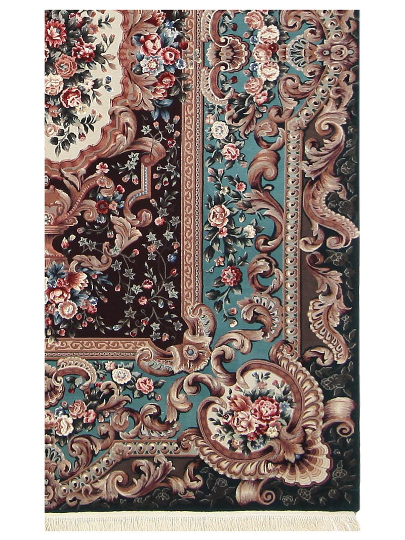 Pacific Aubusson 66749 Burgundy Green Tapestry Hand Knotted Rug