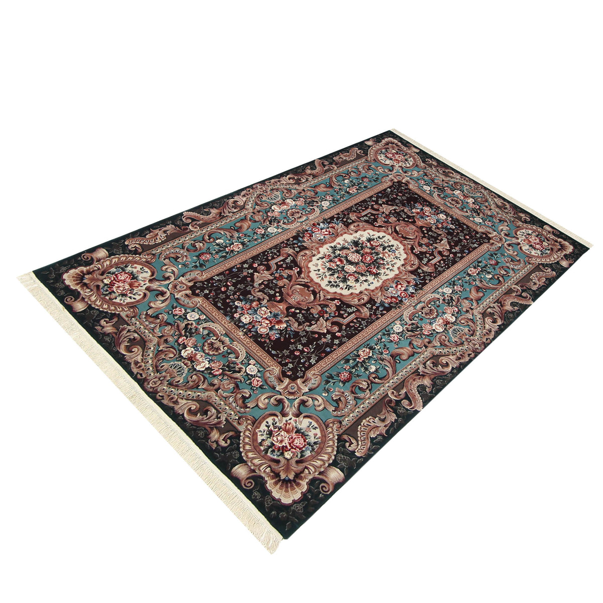 Pacific Aubusson 66749 Burgundy Green Tapestry Hand Knotted Rug
