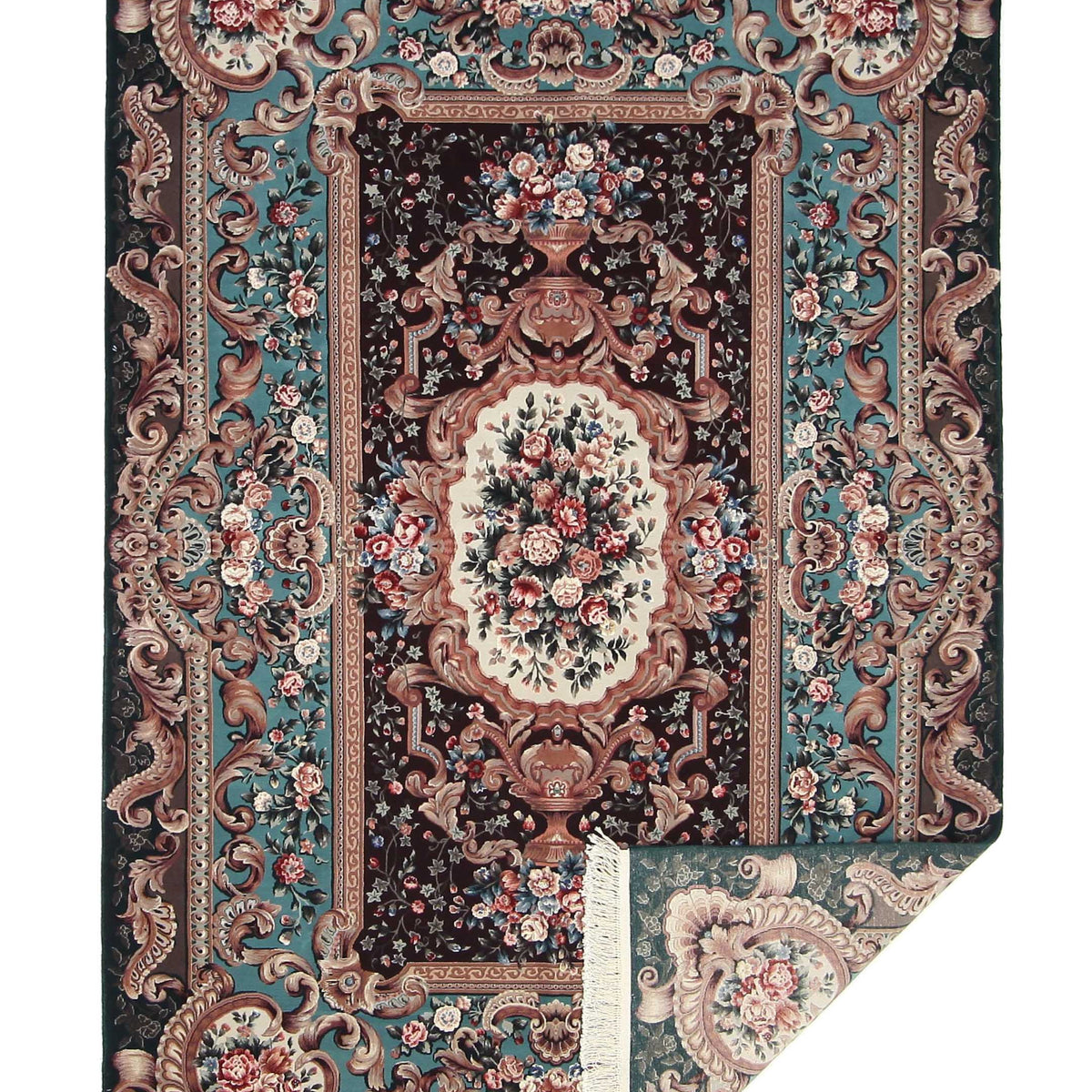 Pacific Aubusson 66749 Burgundy Green Tapestry Hand Knotted Rug