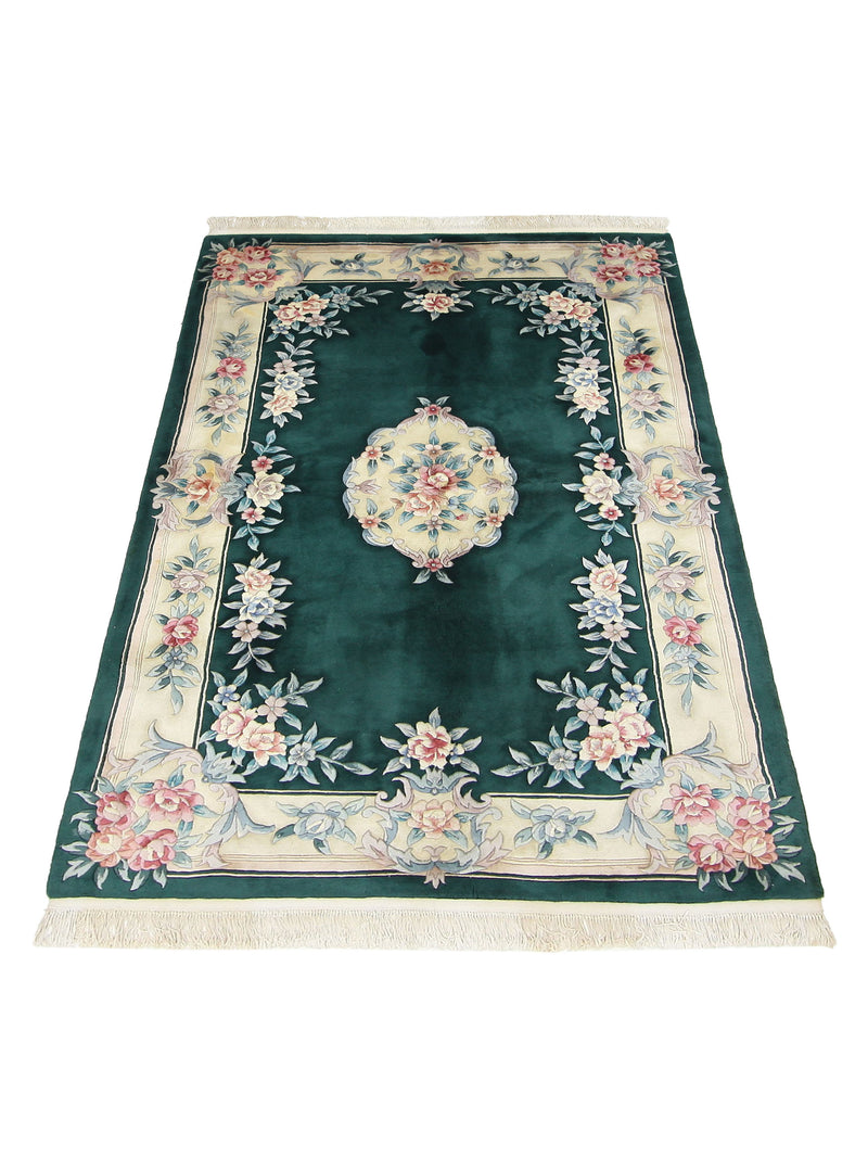 Pacific Chinese 90L 66762 Green Ivory Traditional Hand Knotted Rug