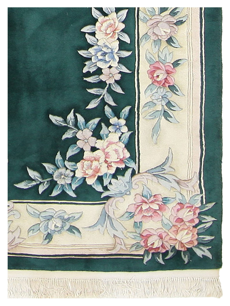 Pacific Chinese 90L 66762 Green Ivory Traditional Hand Knotted Rug