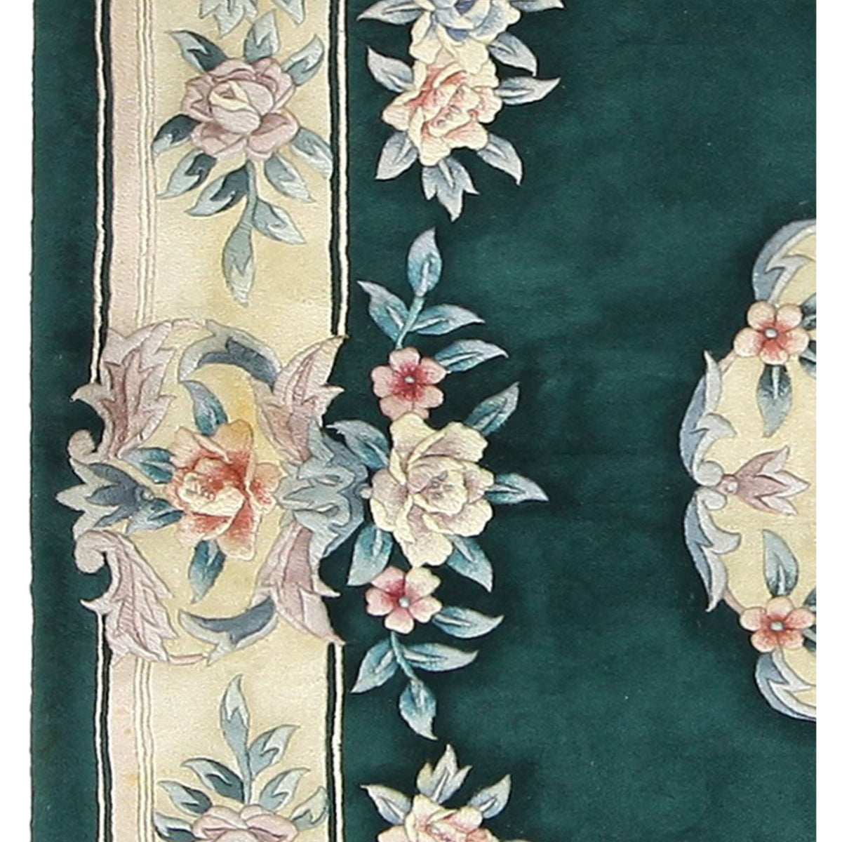 Pacific Chinese 90L 66762 Green Ivory Traditional Hand Knotted Rug