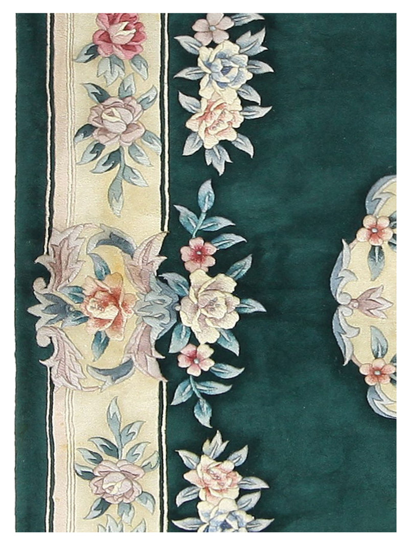 Pacific Chinese 90L 66762 Green Ivory Traditional Hand Knotted Rug