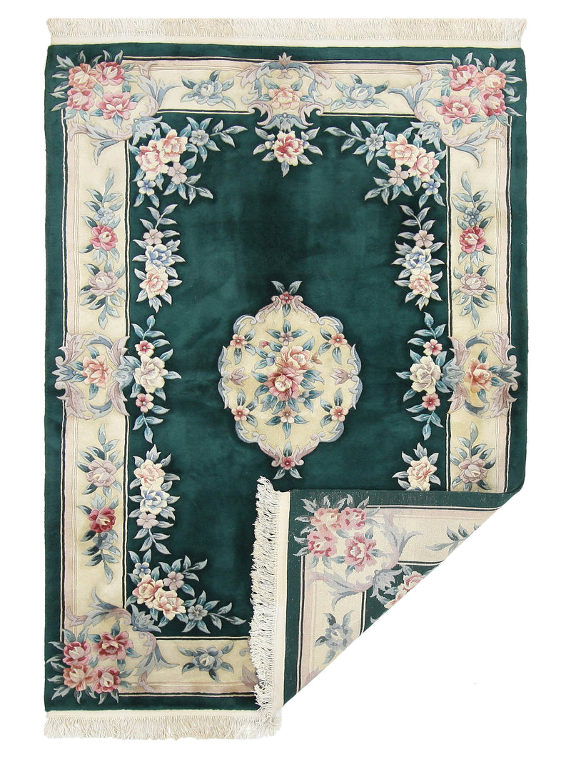 Pacific Chinese 90L 66762 Green Ivory Traditional Hand Knotted Rug