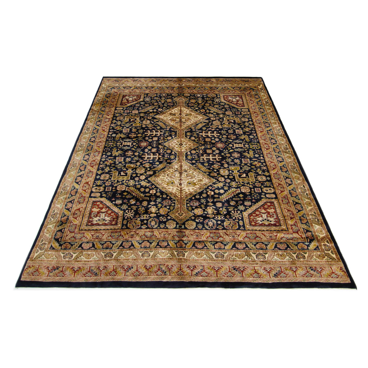 Pacific Kazak 66770 Navy Ivory Traditional Hand Knotted Rug