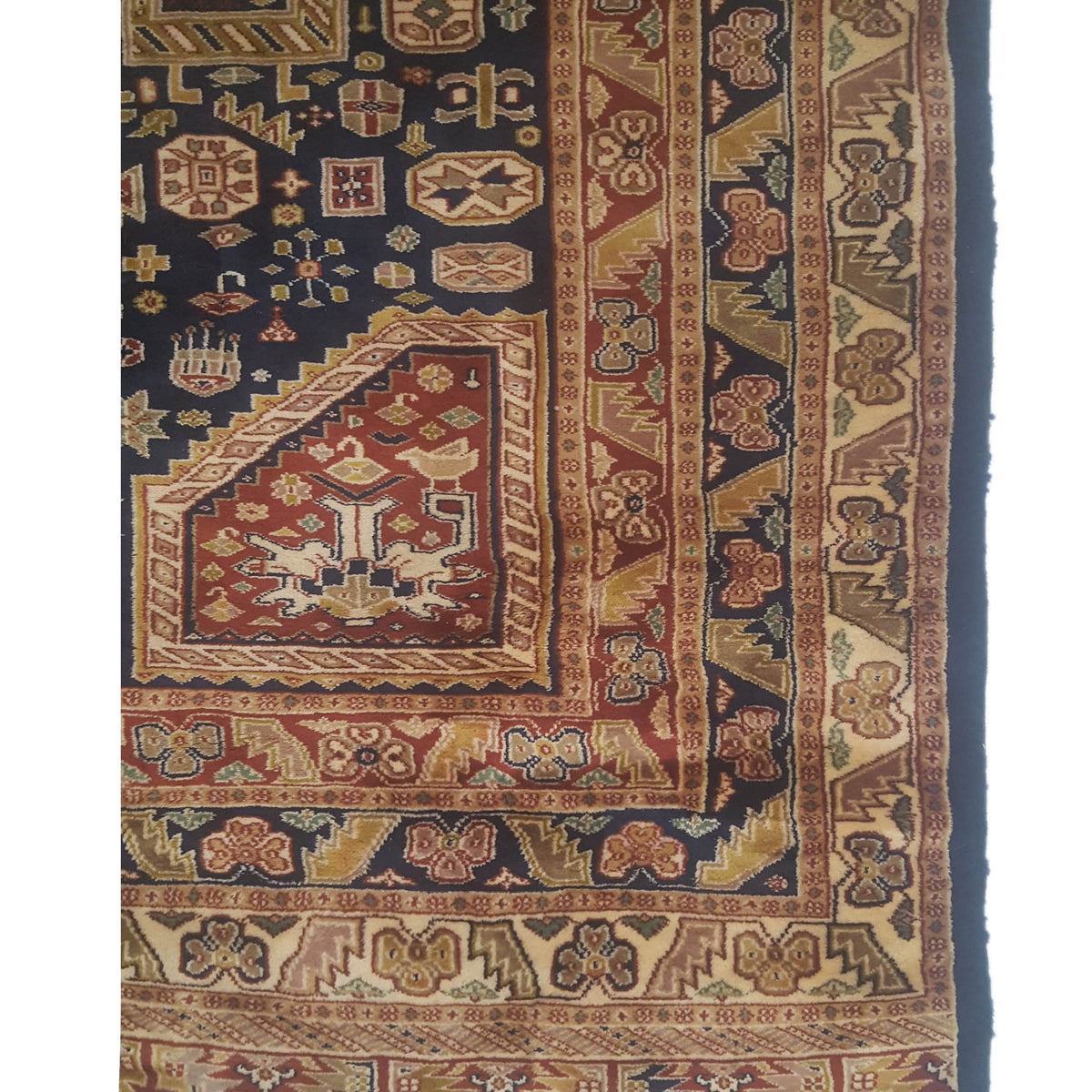 Pacific Kazak 66770 Navy Ivory Traditional Hand Knotted Rug