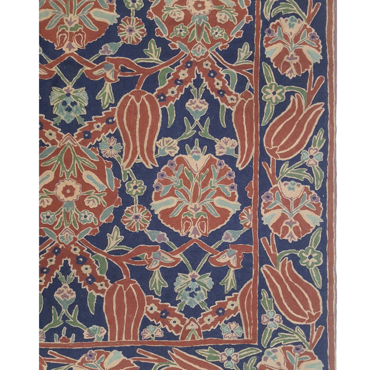 Aira Chainstich 66778 Navy Navy Kilim Flatweave Rug