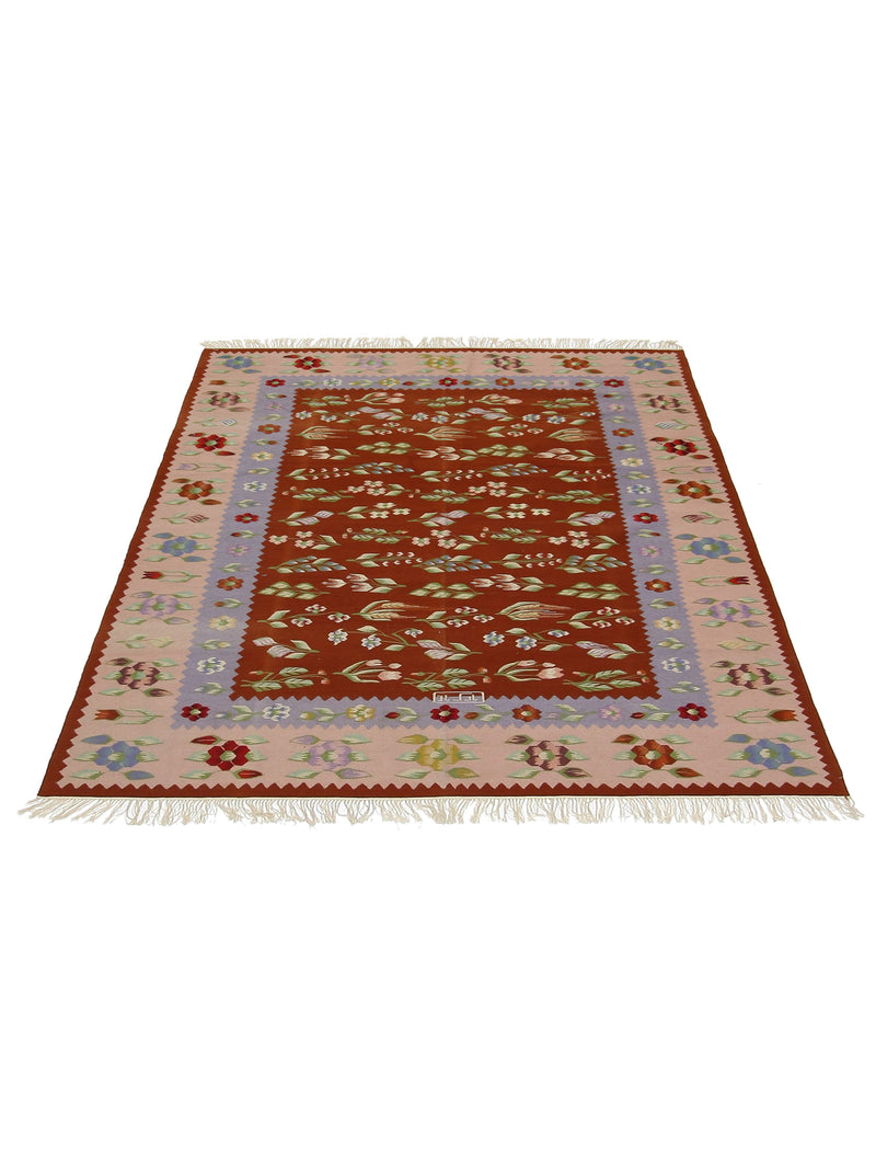 Aura Kilim 66780 Rust Lt.Pink Kilim Hand Woven Rug