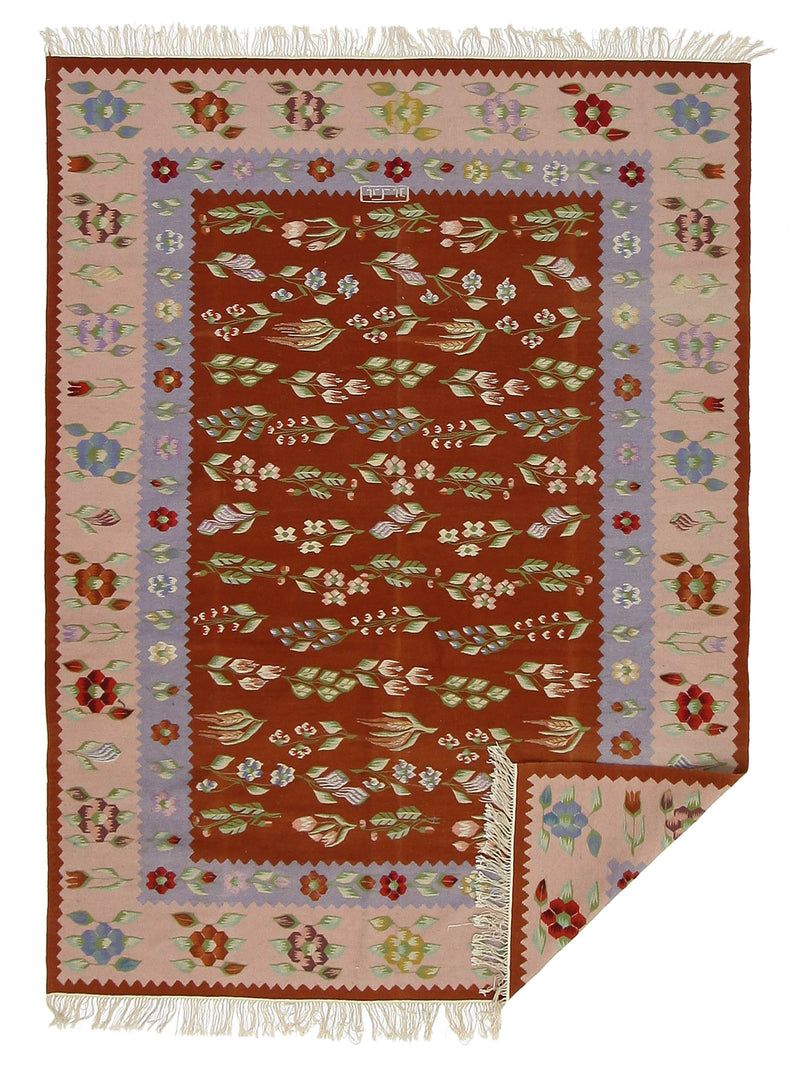 Aura Kilim 66780 Rust Lt.Pink Kilim Hand Woven Rug