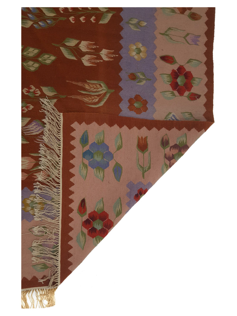 Aura Kilim 66780 Rust Lt.Pink Kilim Hand Woven Rug