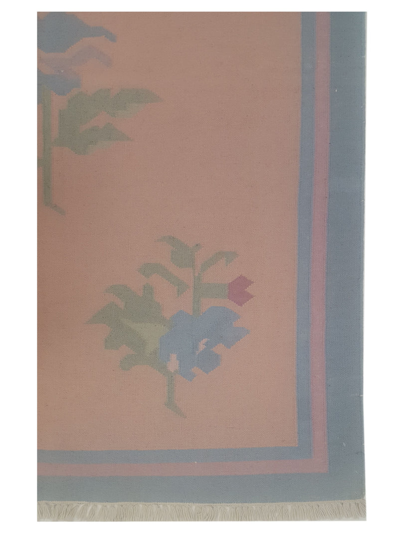 Pacific Dhurrie 66783 Pink Blue Kilim Hand Knotted Rug