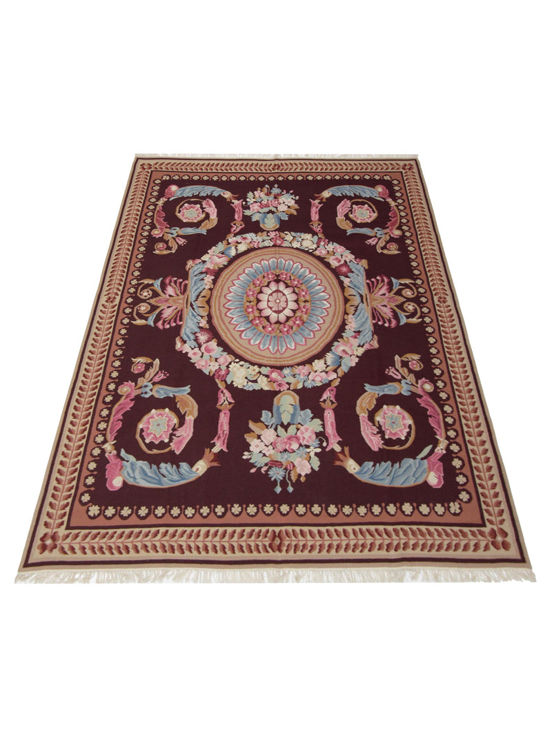 Aura Kilim 66792 Burgundy Multi Kilim Hand Woven Rug
