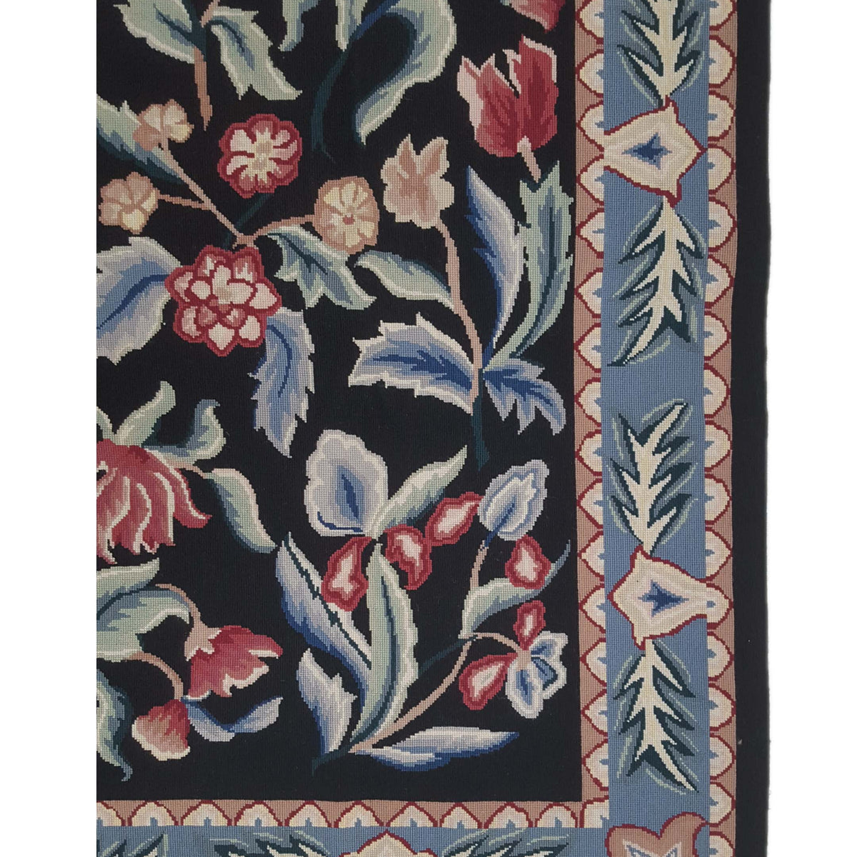 Pacific Needle Point 66793 Black Blue Transitional Needle Point Rug